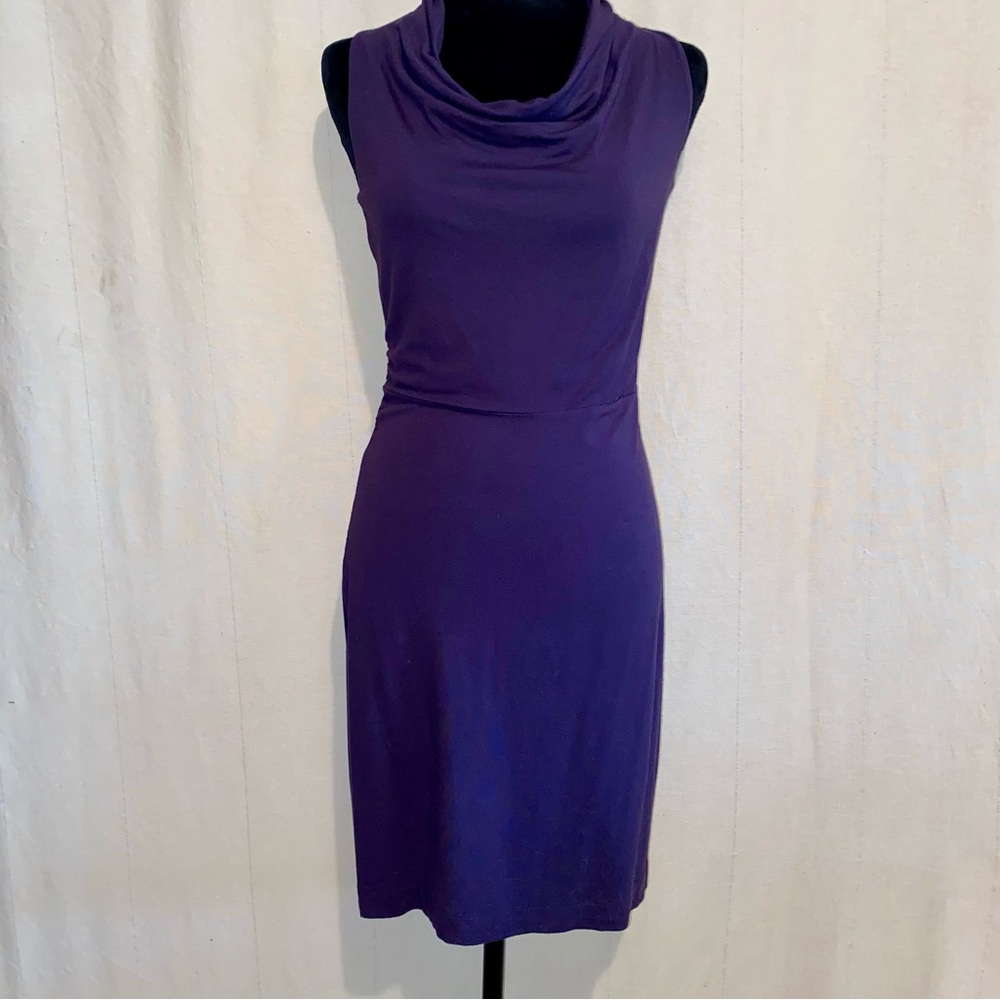 Ann Taylor Purple Sleeveless Dress with Cowl Neck